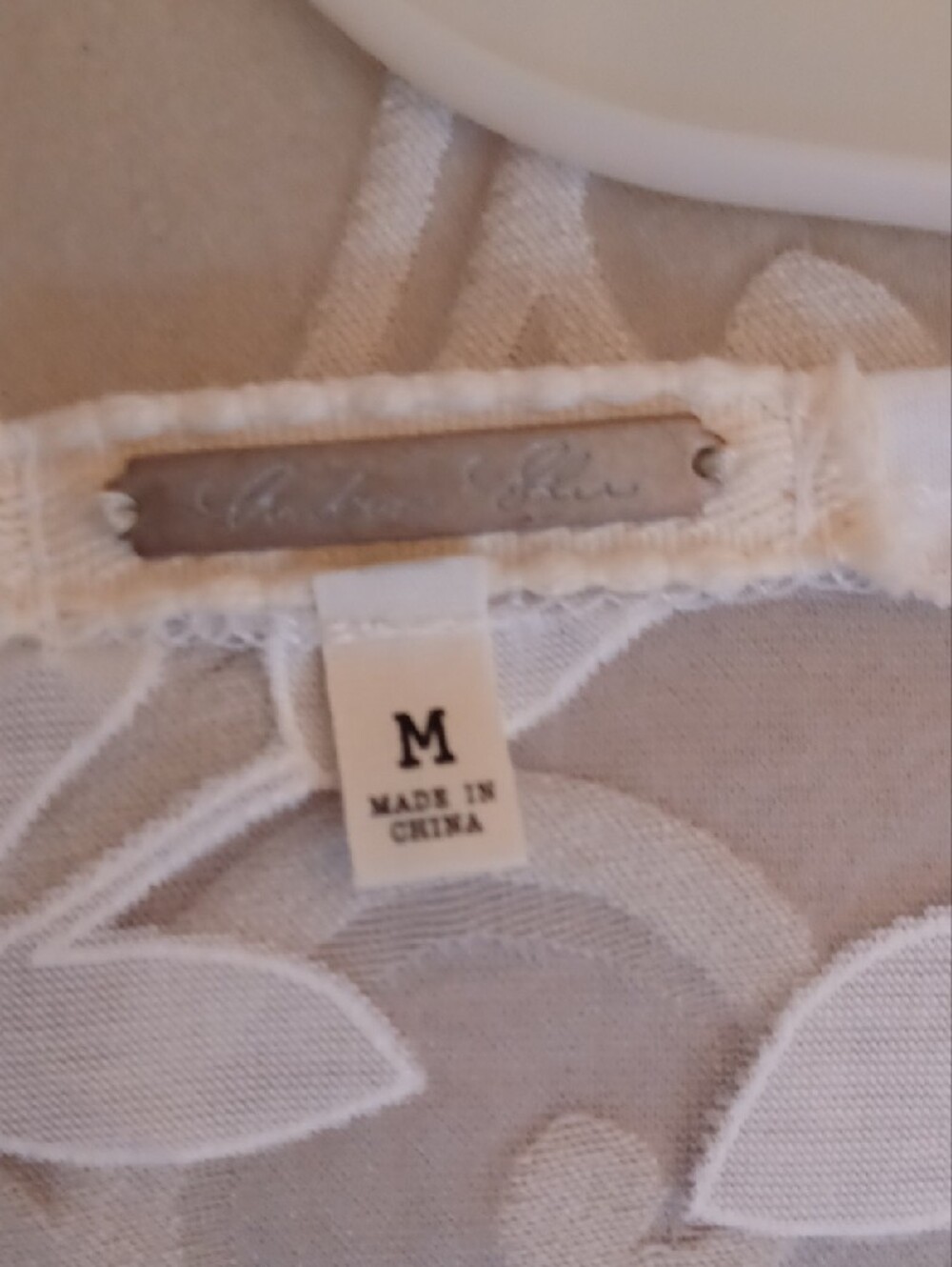 White Leaf Burnout Tie-Front Sheer Blouse - Picture 5 of 8